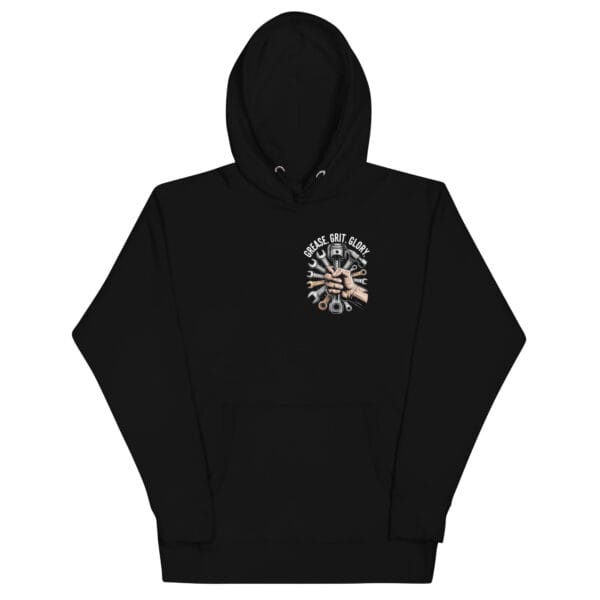 Grease, Grit, Glory – Unisex Biker Hoodie
